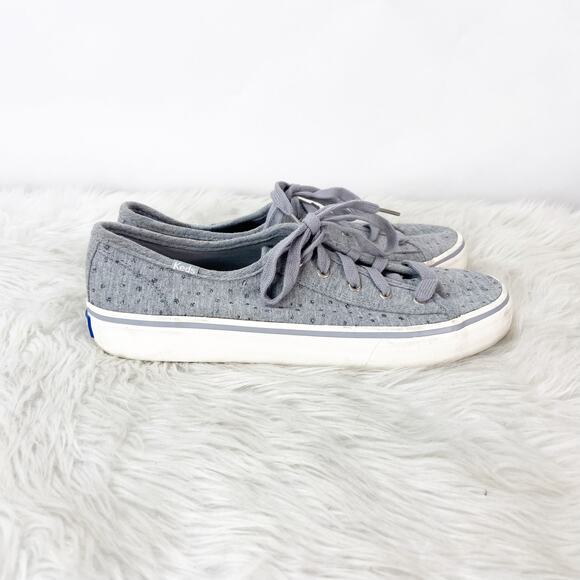 Keds 7.5 Womens Jersey Gray Textile Double Up Shoe Gitter Dot Sneakers - Picture 2 of 10